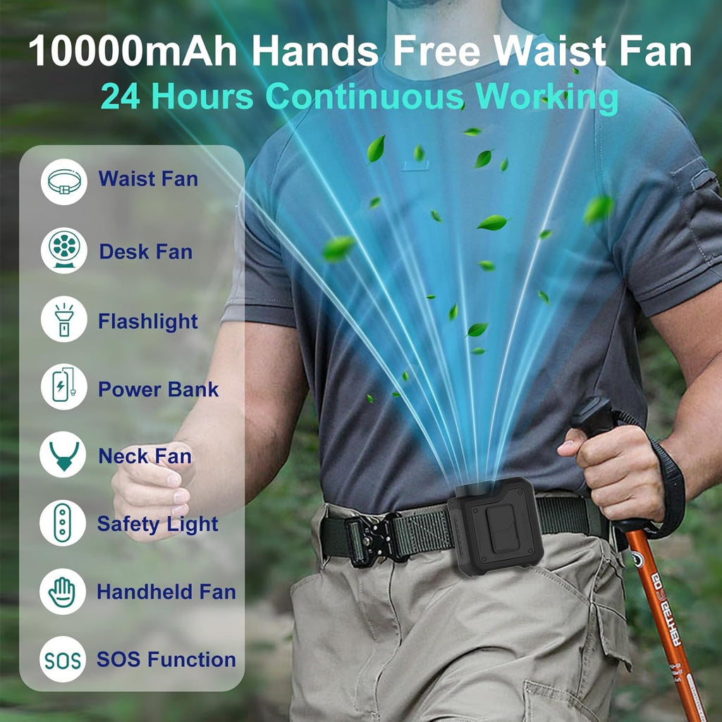 10,000mAh hands-free waist fan